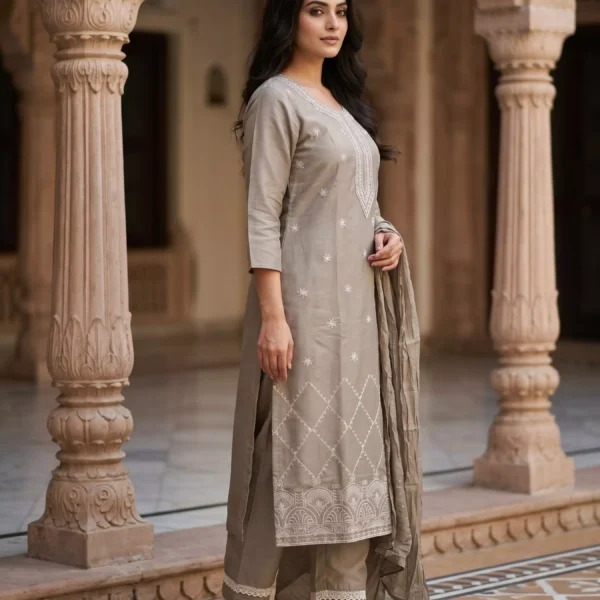 Indrani Moonstone Elegance Embroidered Suit Set