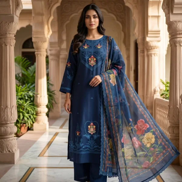 Indrani Neel Pushp Embroidered Suit Set