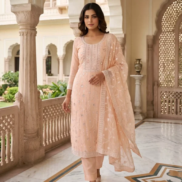 Indrani Blush Pearl Embroidered Suit Set