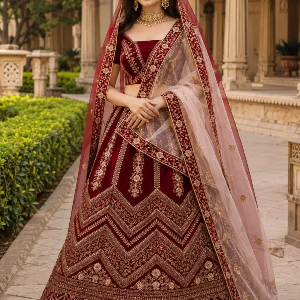 Indraani Regal Maroon Bridal Lehenga Set