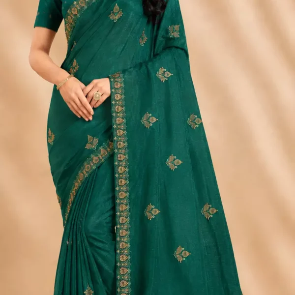 Emerald Grace Embroidered Saree