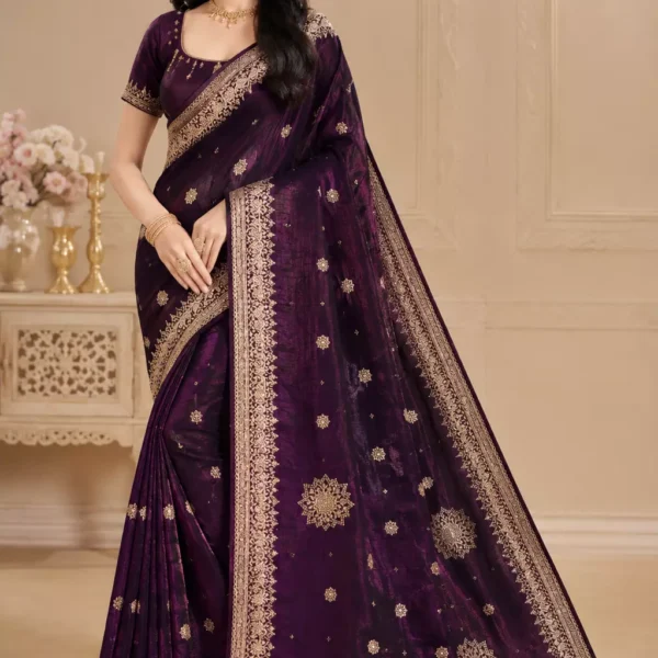 Royal Amethyst Embroidered Saree