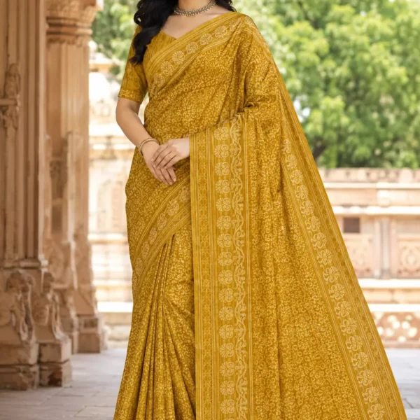 Indrani Kanak Vatika Handblock Print Saree