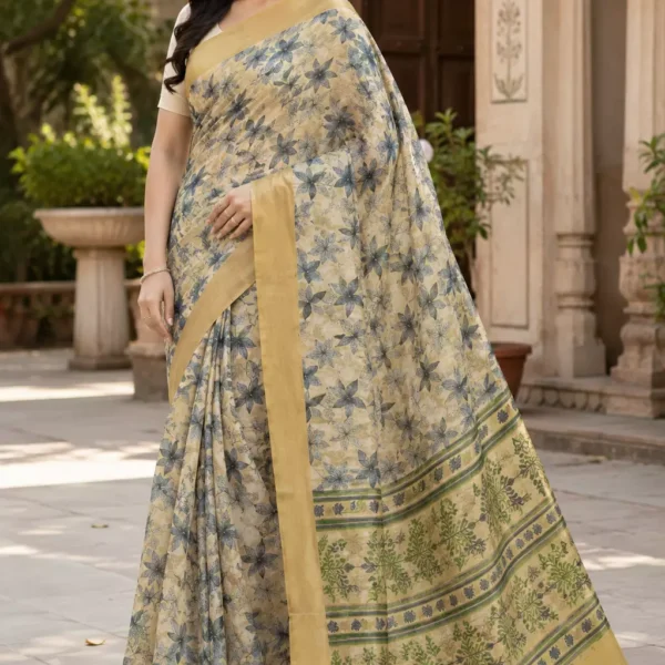 Indrani Gulbahar Floral Linen Saree