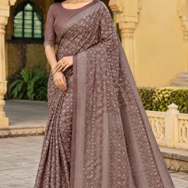 Coffee Brown Heritage Printed Saree