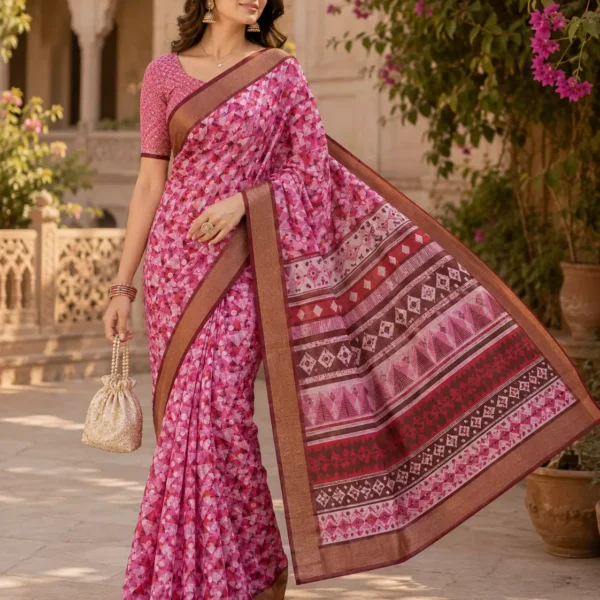 Rose Mosaic Heritage Saree
