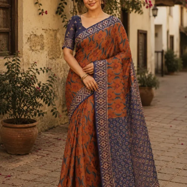 Rustic Indigo Heritage Saree