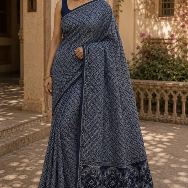 Indigo Heritage Printed Saree