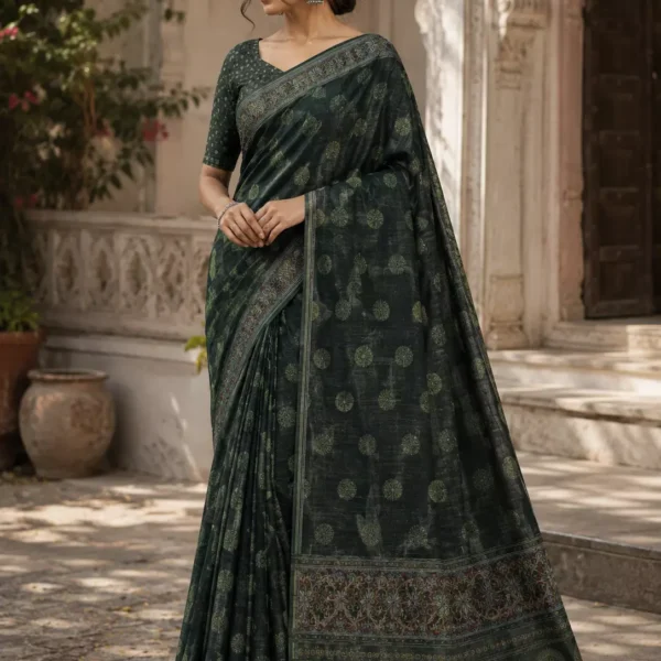Emerald Heritage Printed Saree