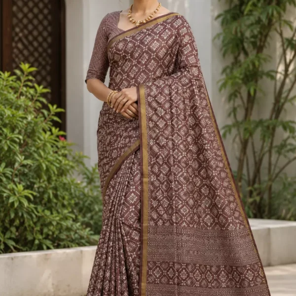 Cocoa Heritage Printed Saree