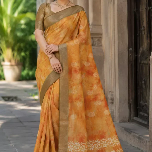 Golden Marigold Bloom Saree