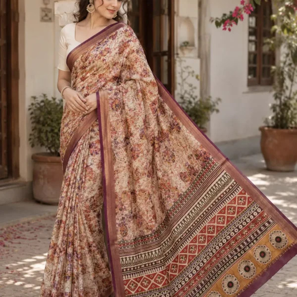 Ivory Blossom Heritage Saree
