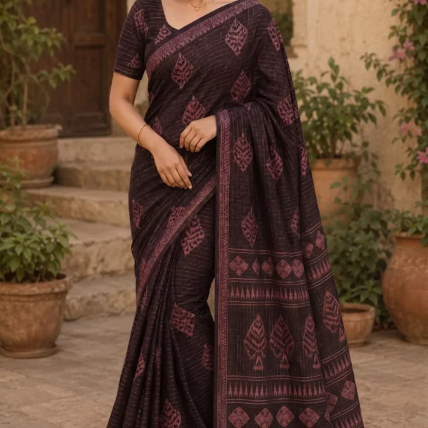 Midnight Heritage Printed Saree