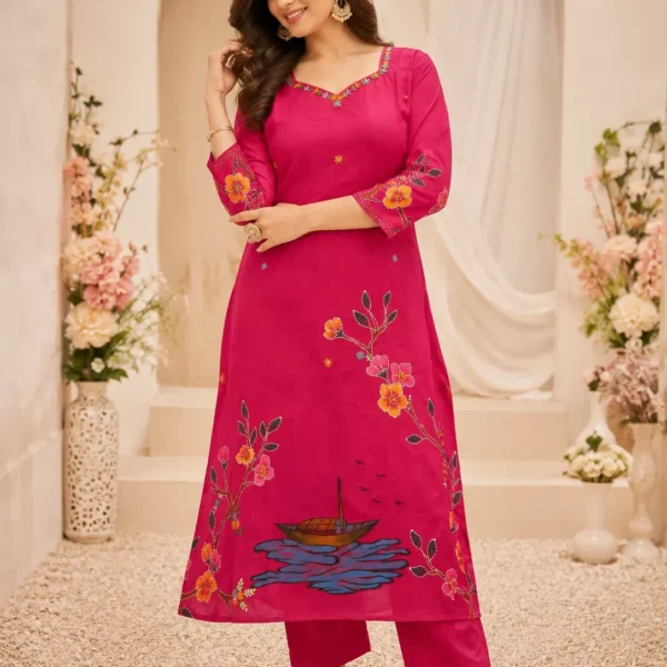 Elegant Rani Pink Floral Printed Co-ord Set | Premium Women's Casual & Ethnic Wear